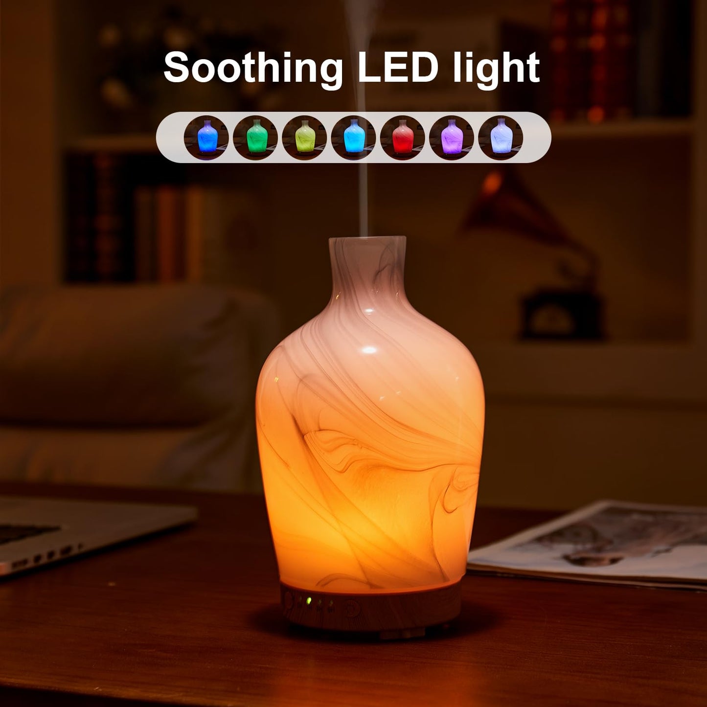 Classical Vase Glass Aromatherapy Diffuser 160ml – Ultrasonic Humidifier with LED Night Light