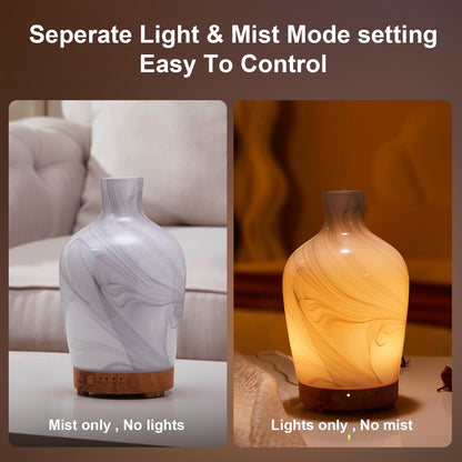 Classical Vase Glass Aromatherapy Diffuser 160ml – Ultrasonic Humidifier with LED Night Light