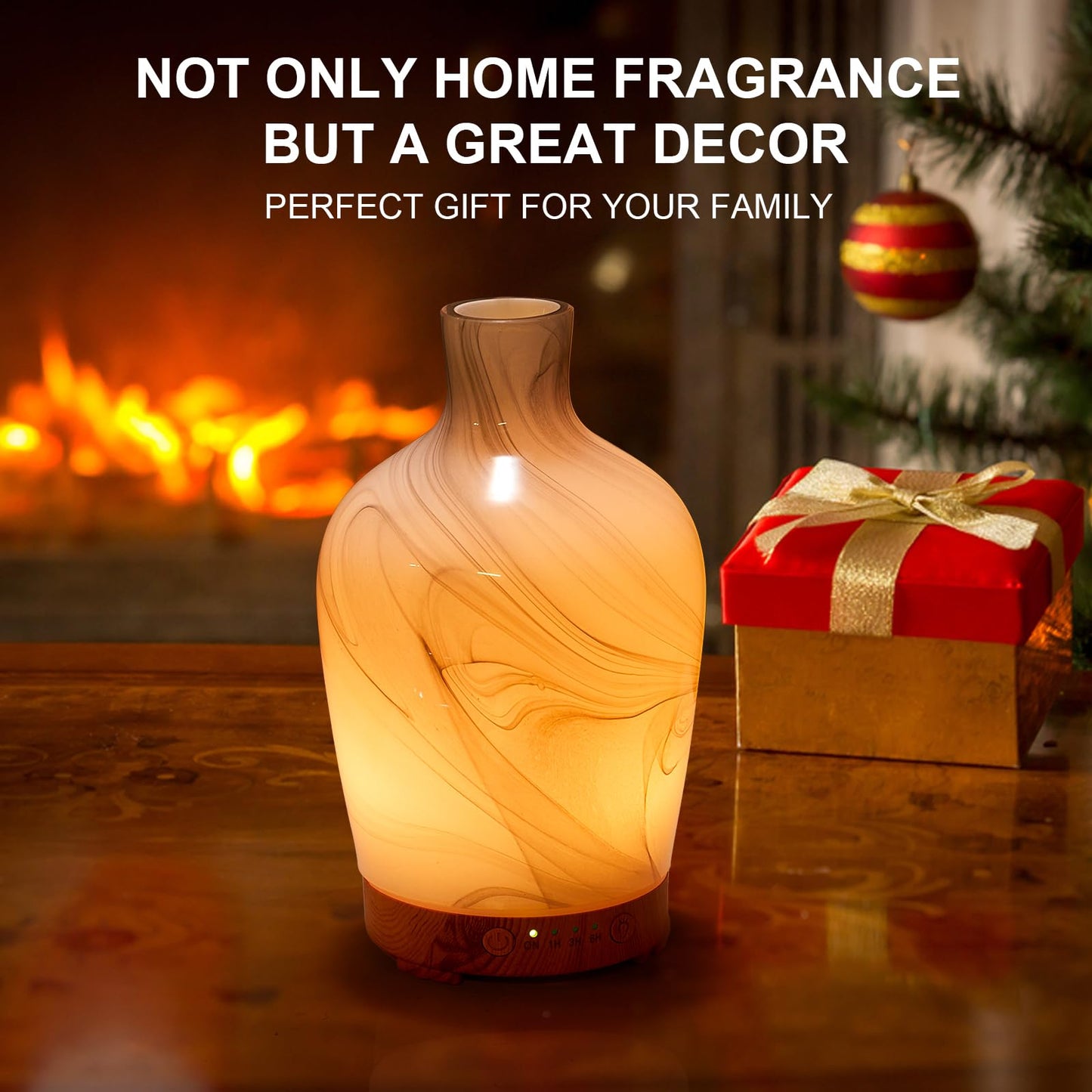 Classical Vase Glass Aromatherapy Diffuser 160ml – Ultrasonic Humidifier with LED Night Light