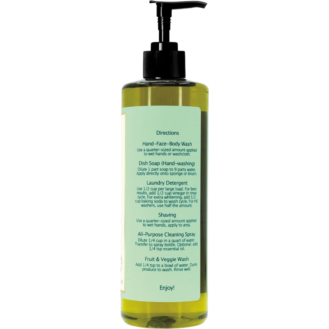 Claya Liquid Castile Soap – Organic, Biodegradable, Gentle for Sensitive Skin (16 fl oz, Laurel Berry)