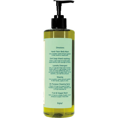 Claya Liquid Castile Soap – Organic, Biodegradable, Gentle for Sensitive Skin (16 fl oz, Laurel Berry)