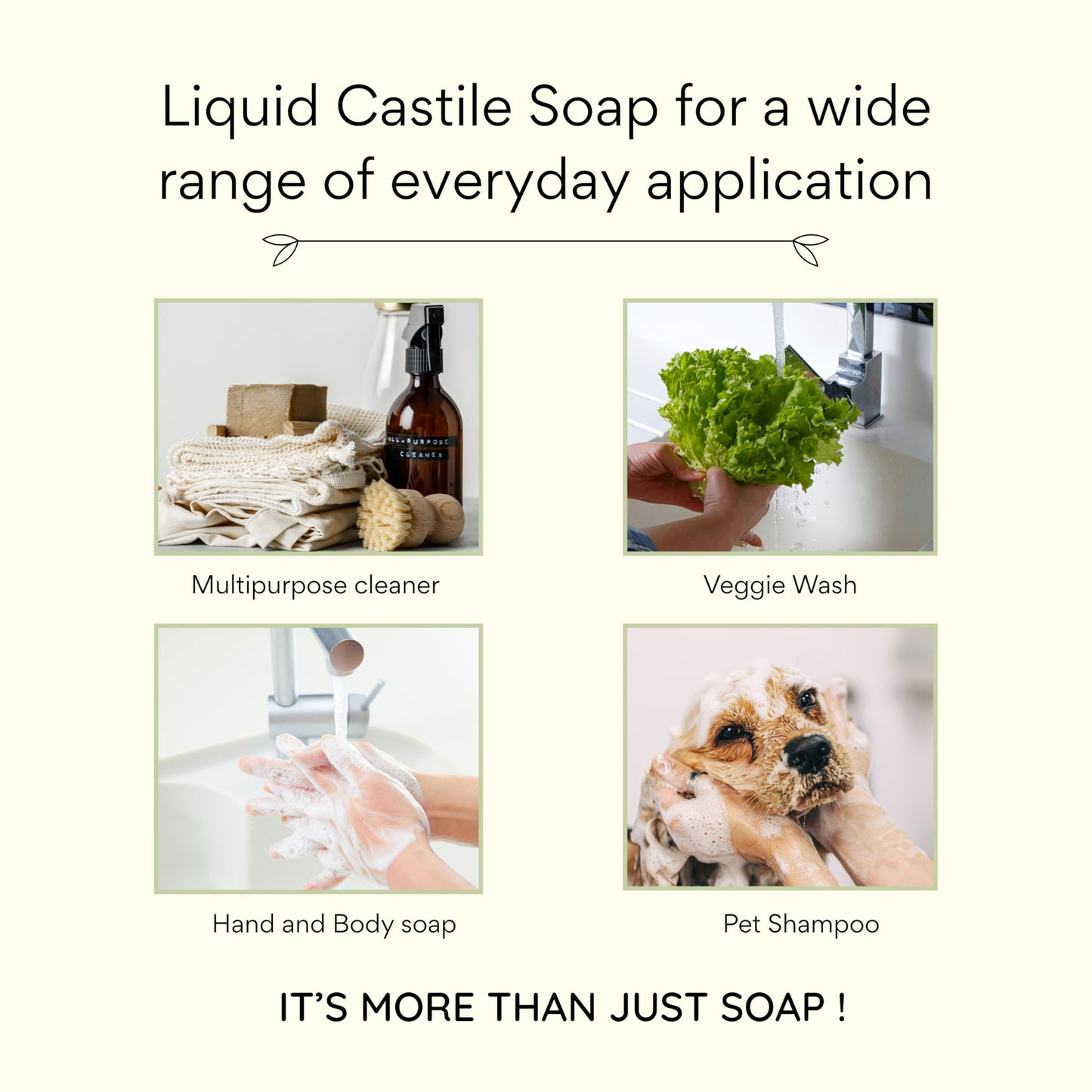 Claya Liquid Castile Soap – Organic, Biodegradable, Gentle for Sensitive Skin (16 fl oz, Laurel Berry)