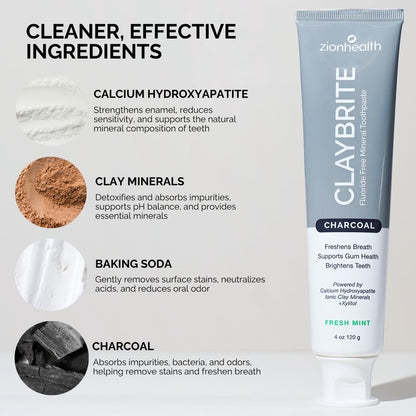 ClayBrite Activated Charcoal Toothpaste Zion Health 4 oz