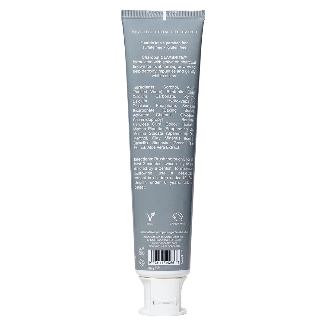 ClayBrite Activated Charcoal Toothpaste Zion Health 4 oz