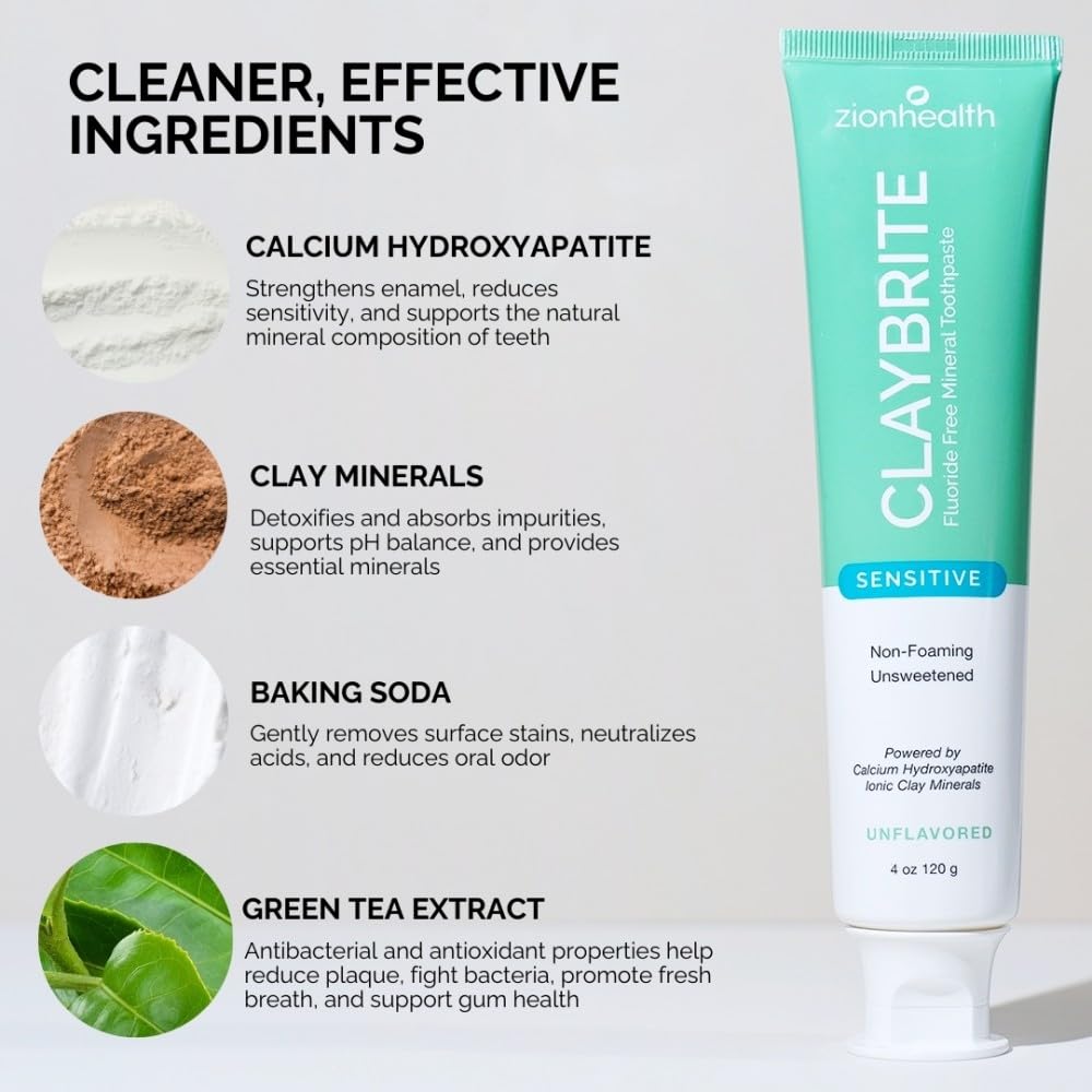 ClayBrite Sensitive Natural Toothpaste – Zion Health 4 oz