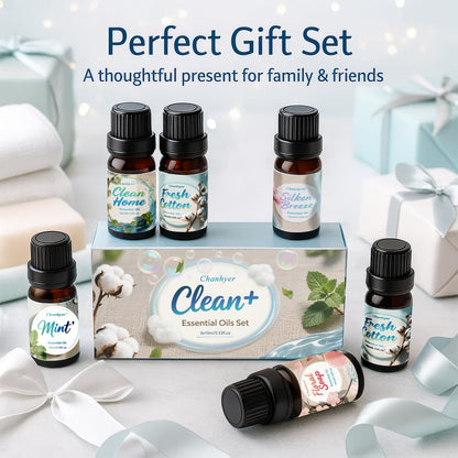 Clean Essential Oils Set 6x10ml – Fresh Linen, Mint, Clean Home