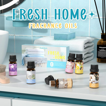 Clean Essential Oils Set 6x10ml – Diffuser Gift Set (Beach Sage, Citrus Burst, Lavender Fields, Fresh Linen, Warm Petals, Fresh Cotton)