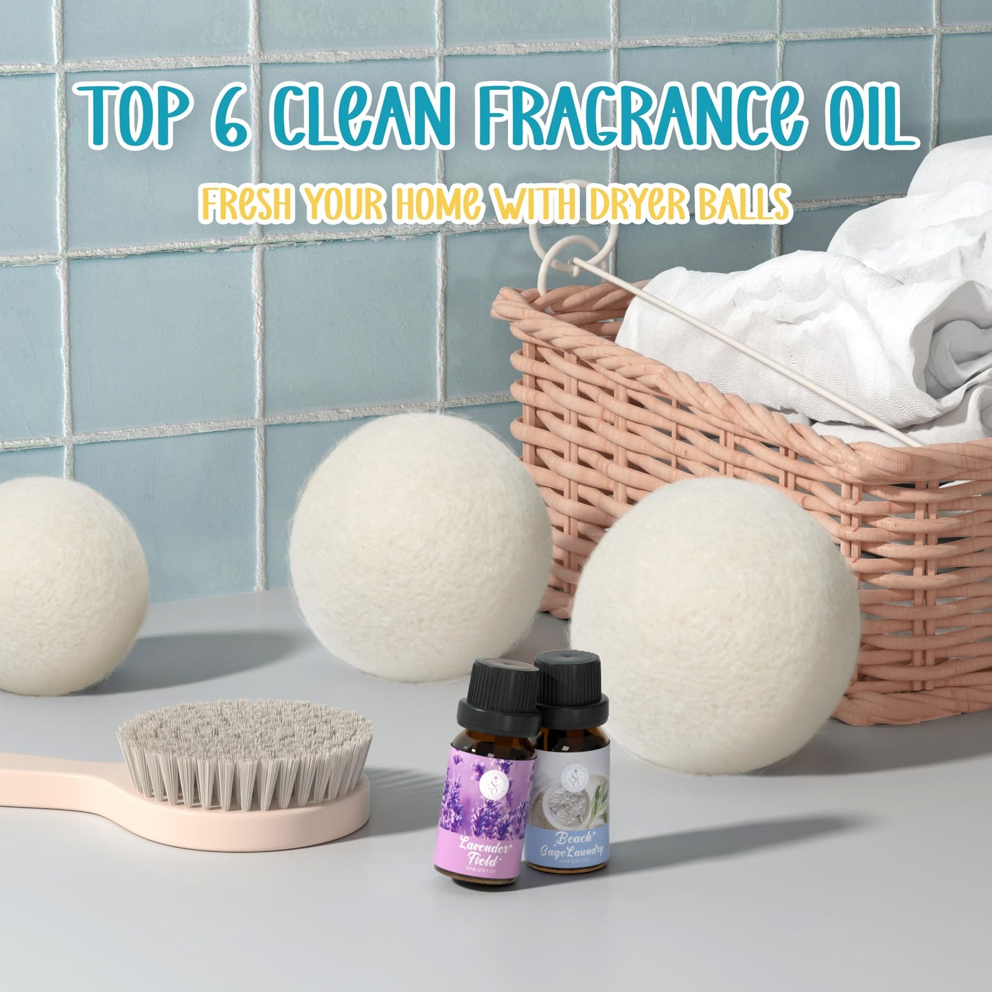 Clean Essential Oils Set 6x10ml – Diffuser Gift Set (Beach Sage, Citrus Burst, Lavender Fields, Fresh Linen, Warm Petals, Fresh Cotton)
