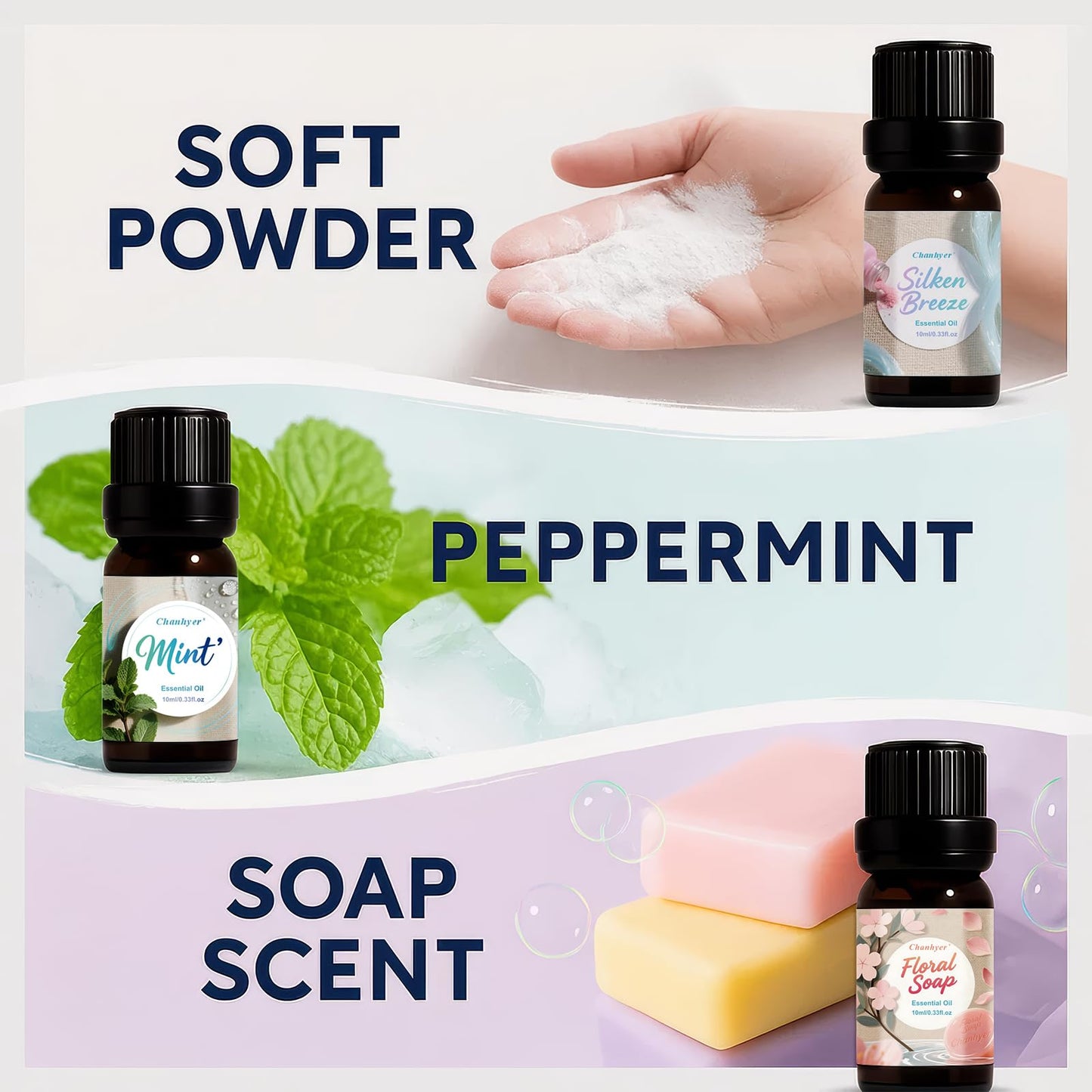 Clean Essential Oils Set 6x10ml – Fresh Linen, Mint, Clean Home