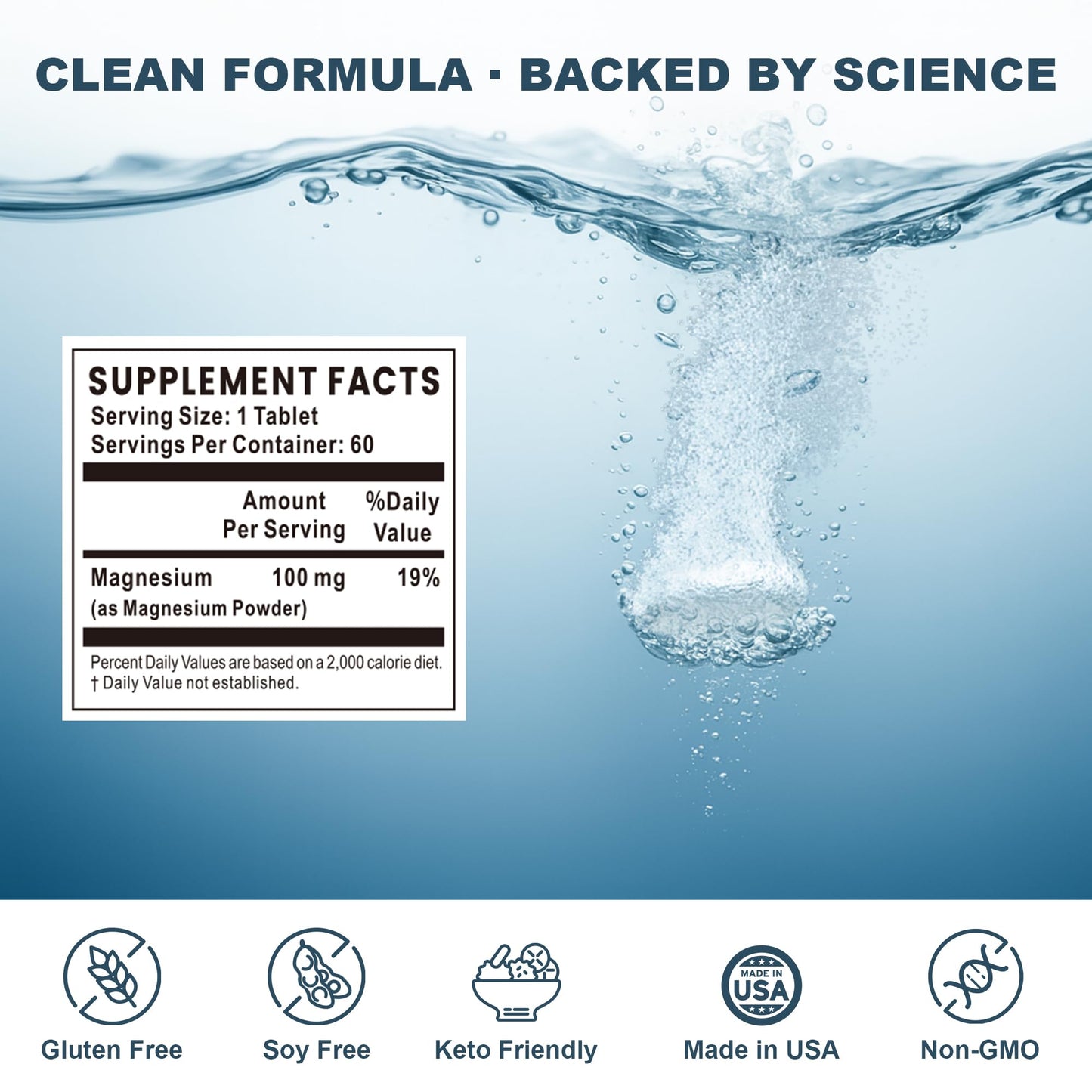 8 PPM Molecular Hydrogen Water Tablets with Magnesium – 60 Tablets