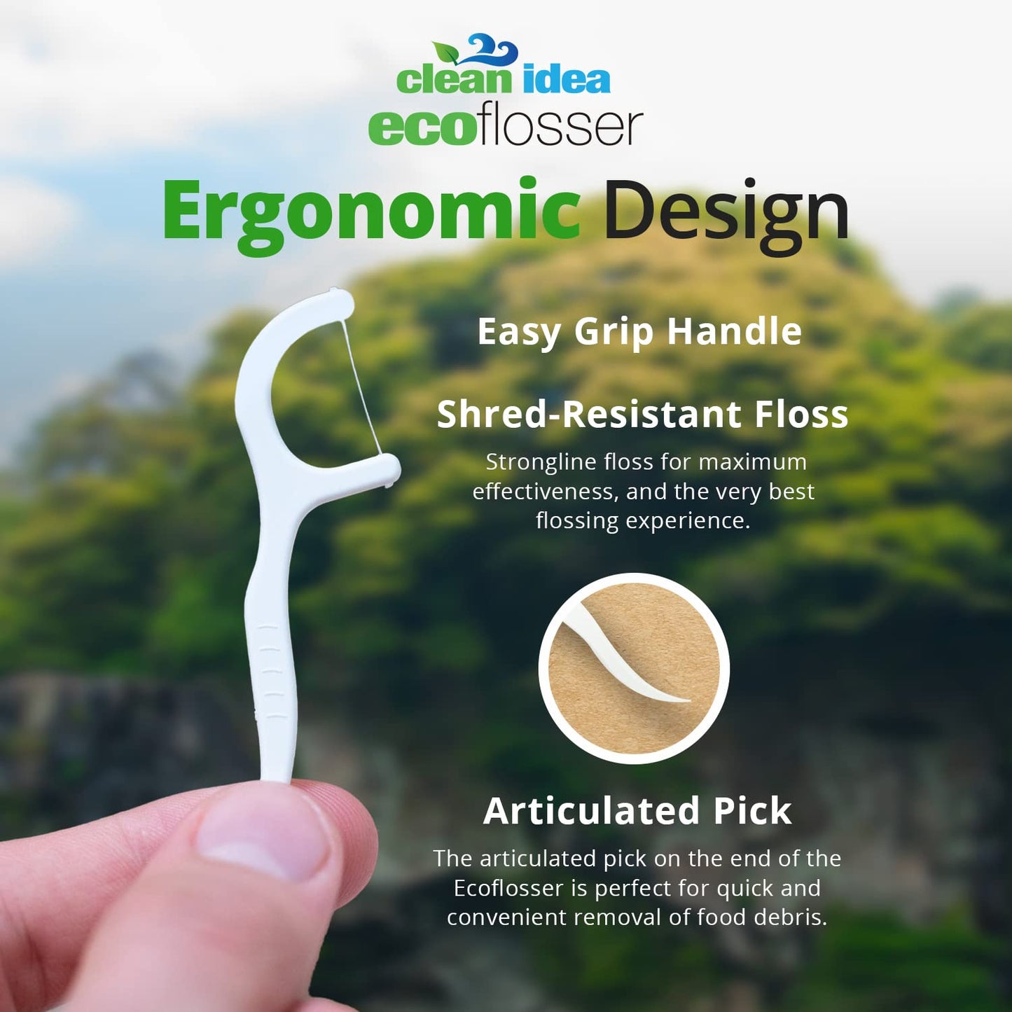 Clean Idea EcoFlossers 180ct – Individually Wrapped Eco Friendly Floss Picks