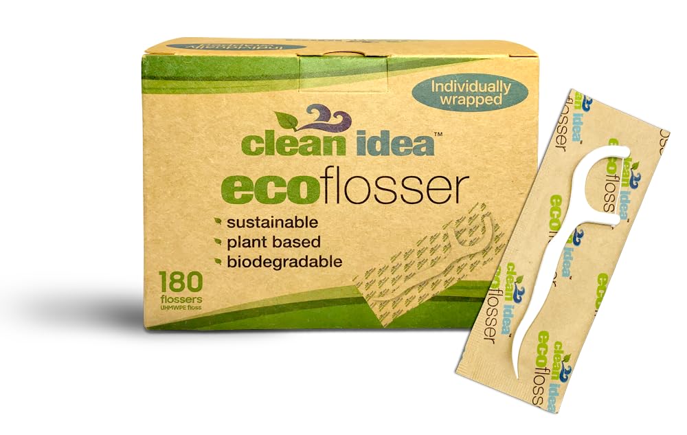 Clean Idea EcoFlossers 180ct – Individually Wrapped Eco Friendly Floss Picks