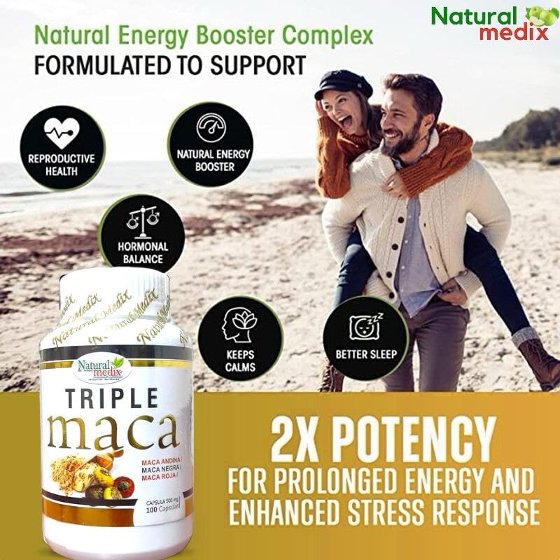 Natural Medix Premium Triple Maca – Black, Red & Yellow Maca for Vitality & Endurance | 100% Natural