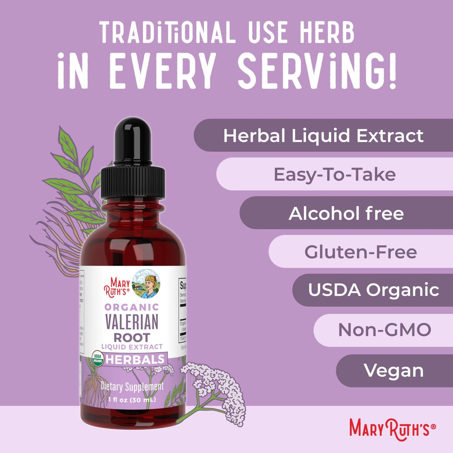 MaryRuth Organics Valerian Root Liquid Drops – 60 Servings | Sleep Support, Vegan, Non-GMO, Gluten Free
