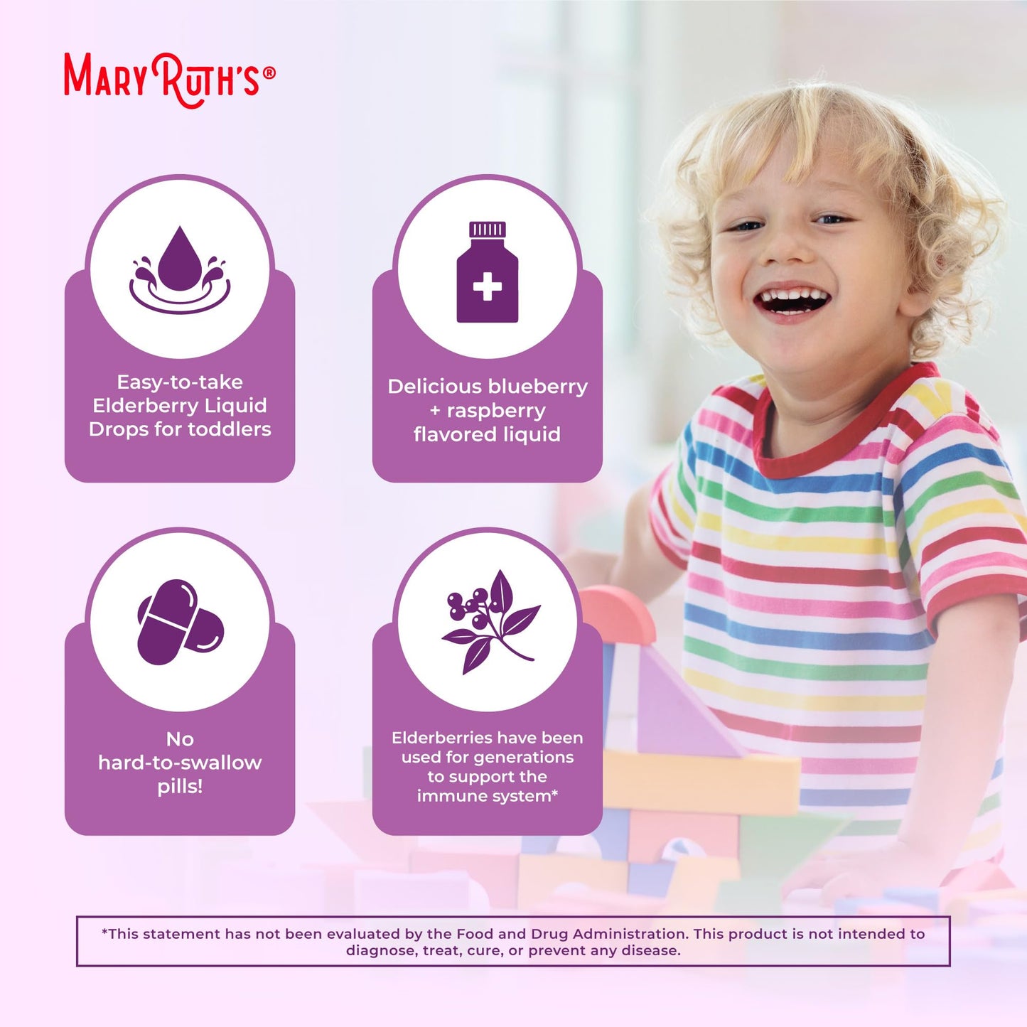 MaryRuth Organics Toddler Elderberry Syrup – USDA Organic, Sugar Free, 1 fl oz