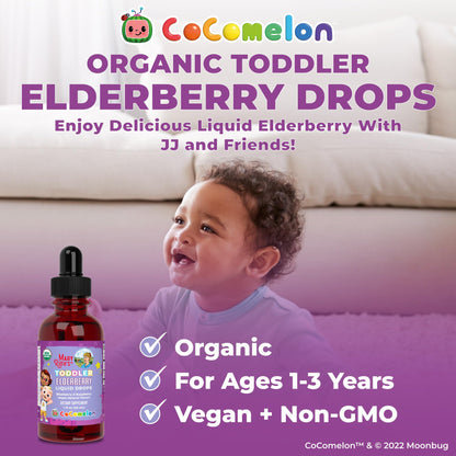 MaryRuth Organics Cocomelon Toddler Elderberry Syrup – USDA Organic, Sugar Free (Ages 1-3) 1 Fl Oz