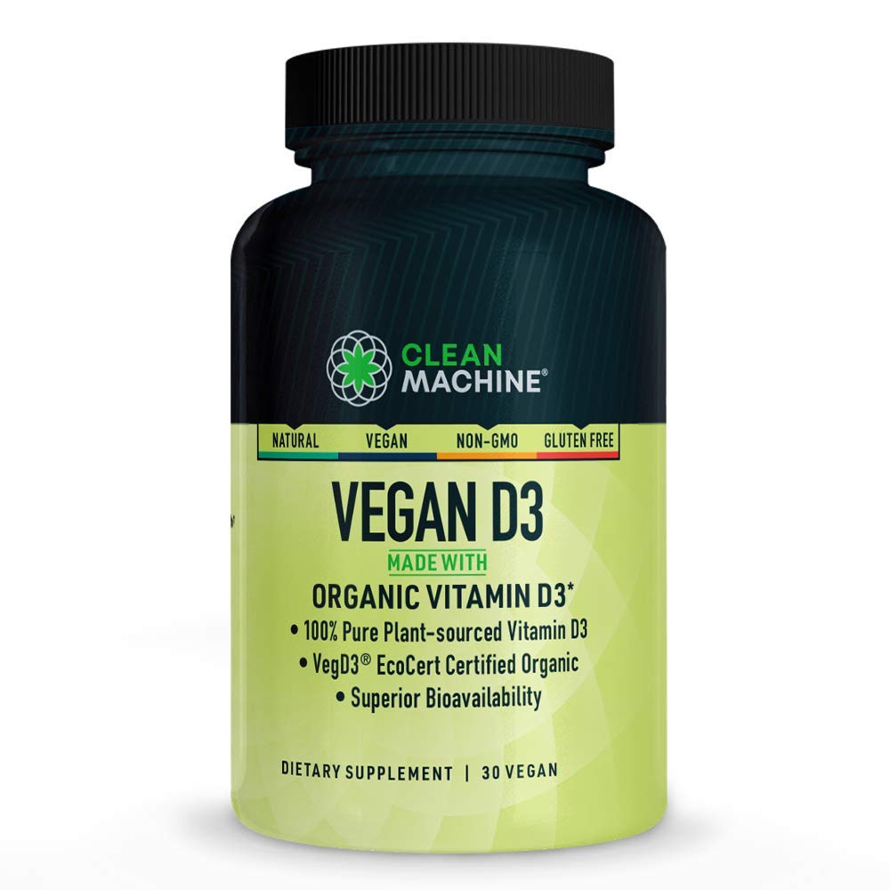 CLEAN MACHINE Organic Vegan Vitamin D3 4000 IU | 30 Capsules | USDA Certified Organic
