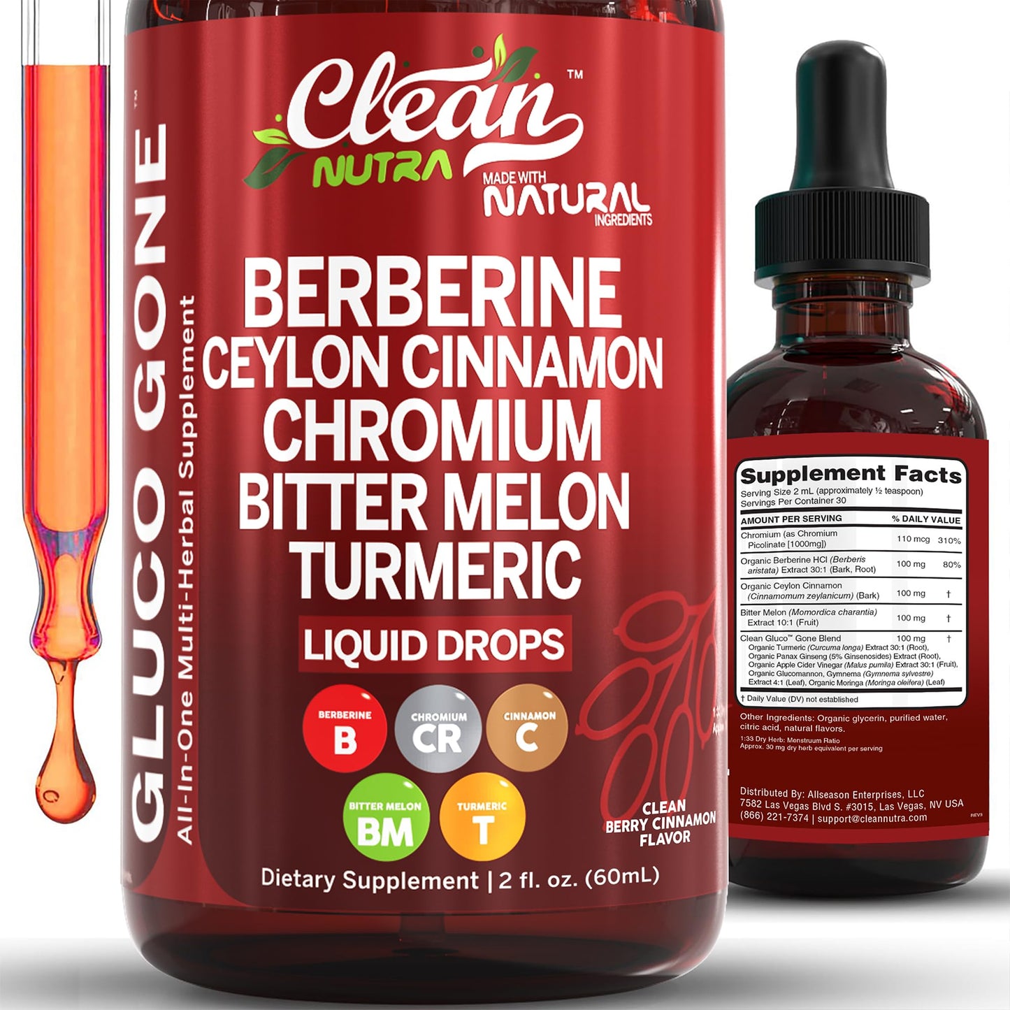 Clean Nutra Berberine with Cinnamon Liquid Drops – GLP-1 Support with Moringa