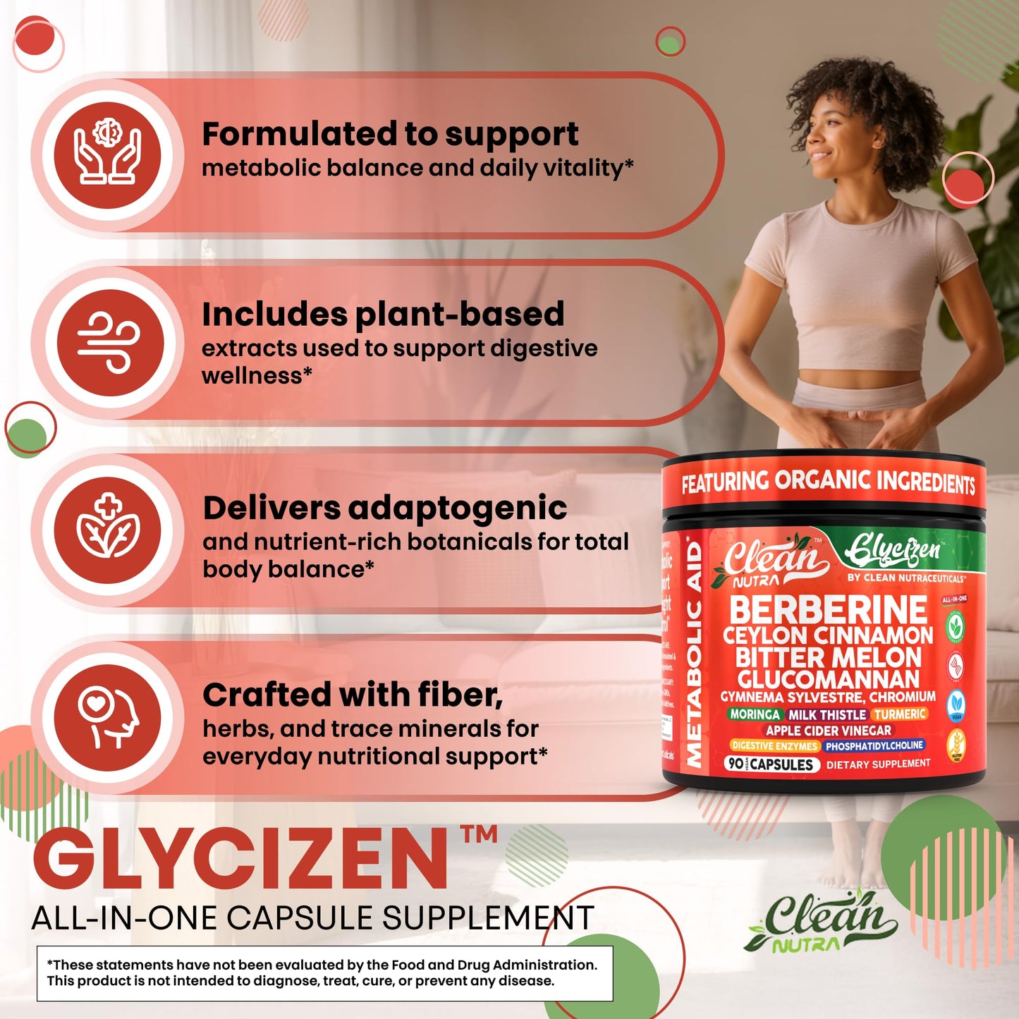 Clean Nutra Berberine & Cinnamon with Digestive Enzymes - 90 Capsules