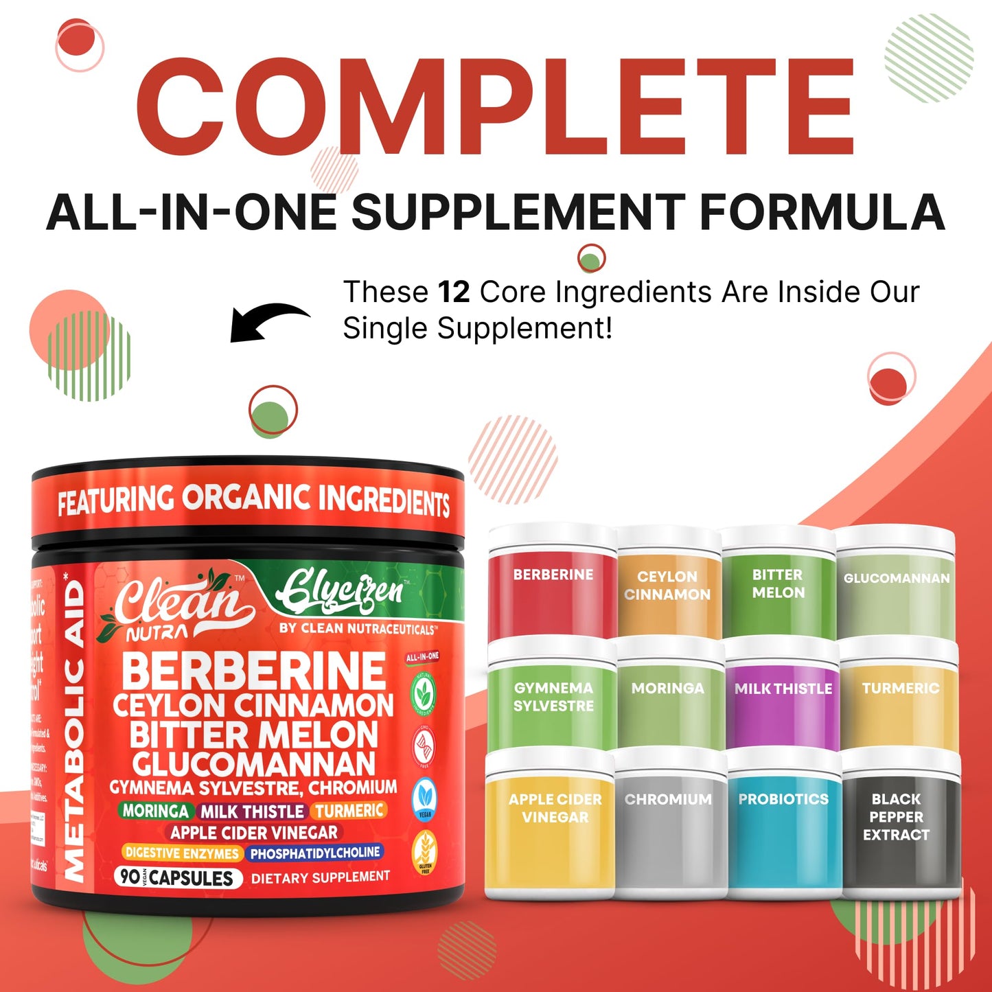 Clean Nutra Berberine & Cinnamon with Digestive Enzymes - 90 Capsules