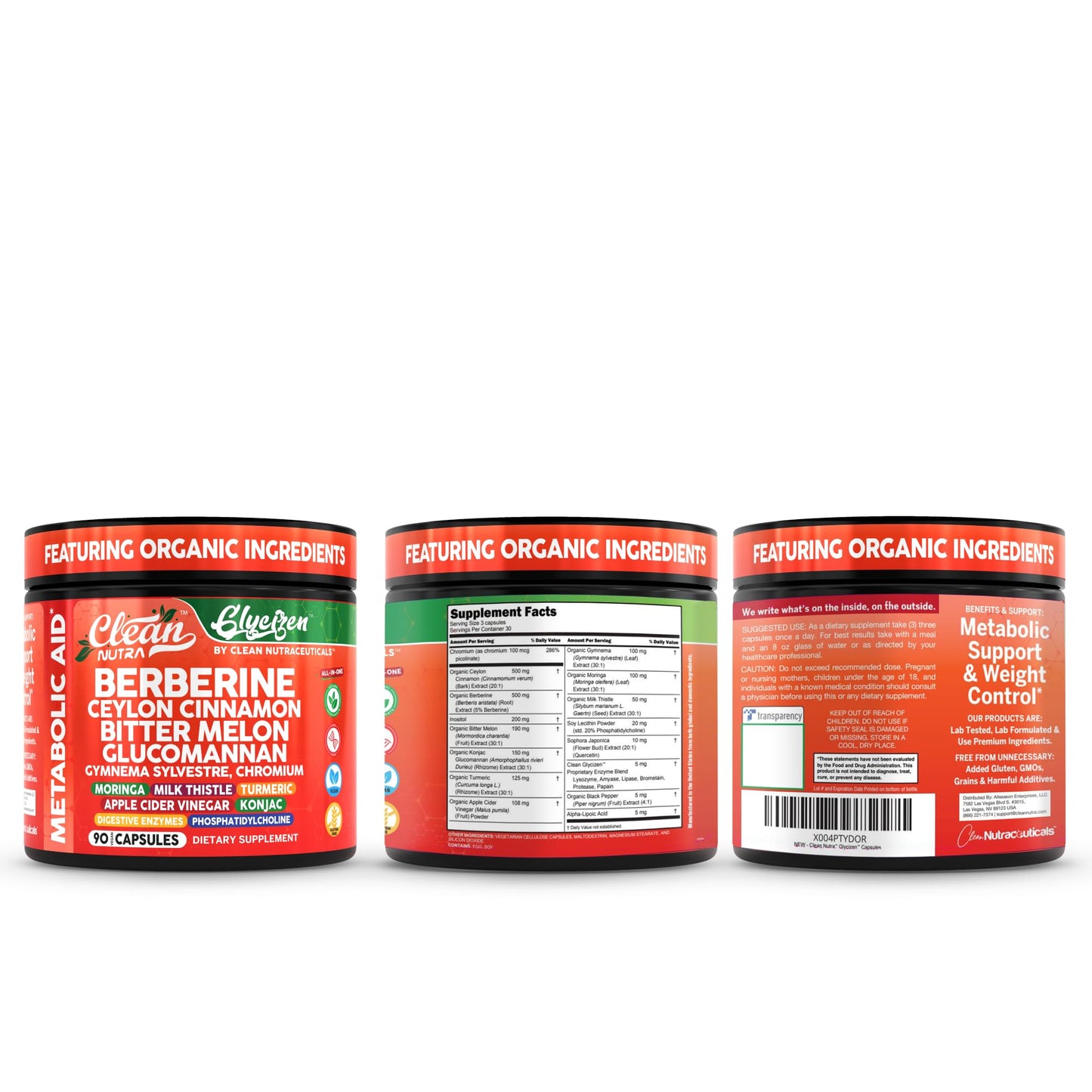 Clean Nutra Berberine & Cinnamon with Digestive Enzymes - 90 Capsules