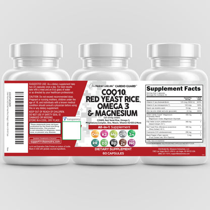 Clean Nutra CardioGuard: CoQ10 200mg + Red Yeast Rice | Omega-3, Mg, K2+D3