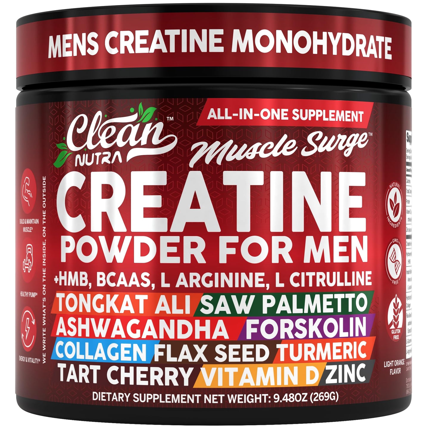 Clean Nutra Creatine Powder for Men – HMB, BCAA, L-Arginine & L-Citrulline | Preworkout