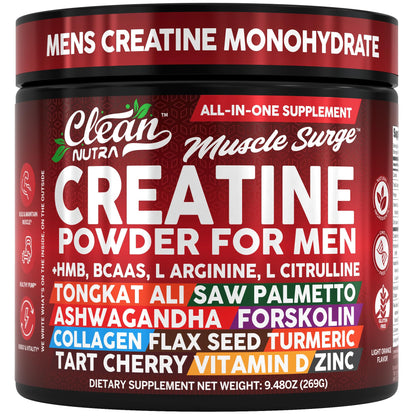 Clean Nutra Creatine Powder for Men – HMB, BCAA, L-Arginine & L-Citrulline | Preworkout