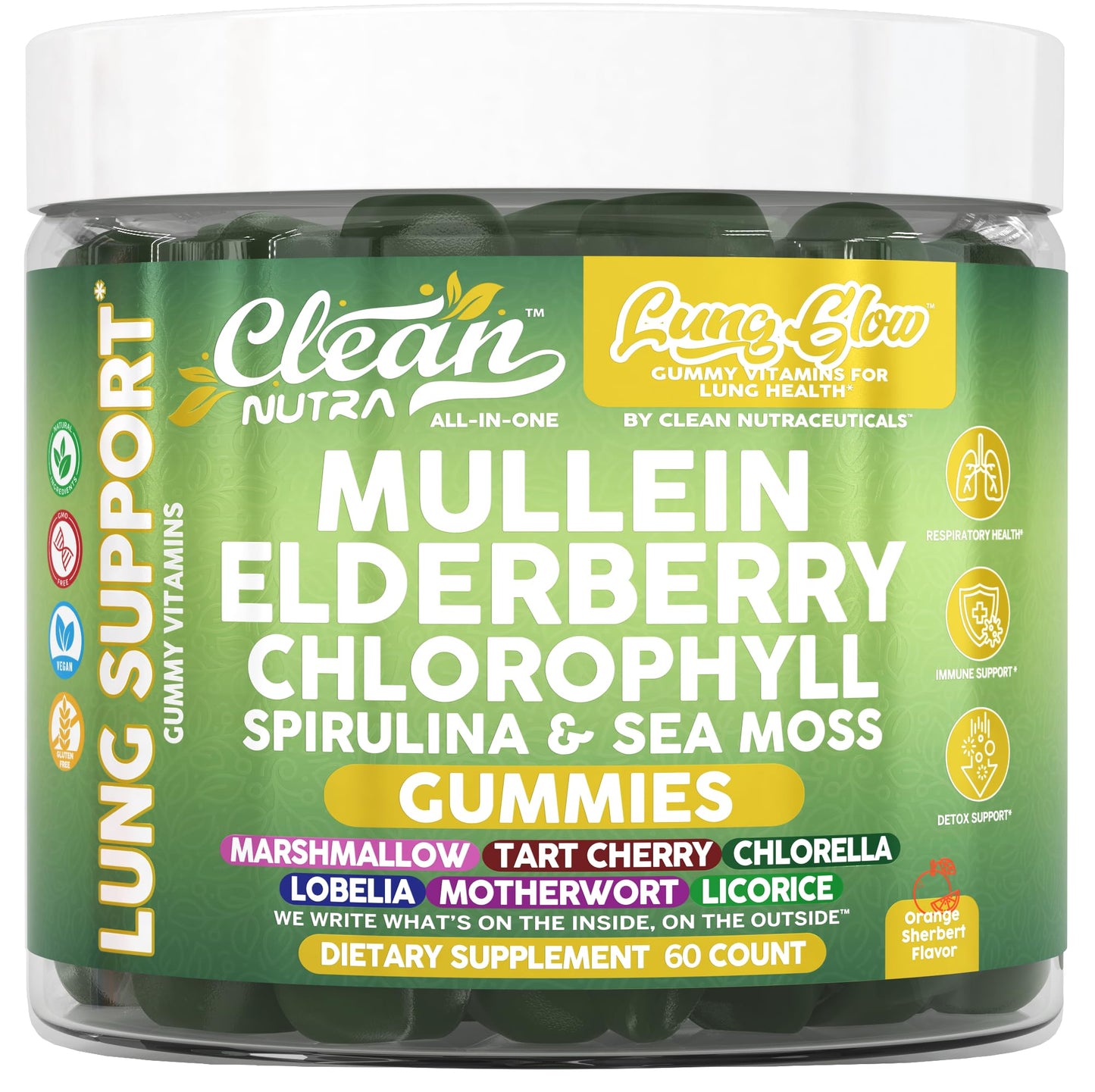 Clean Nutra Mullein Gummies for Lung Health – Elderberry, Sea Moss & Spirulina