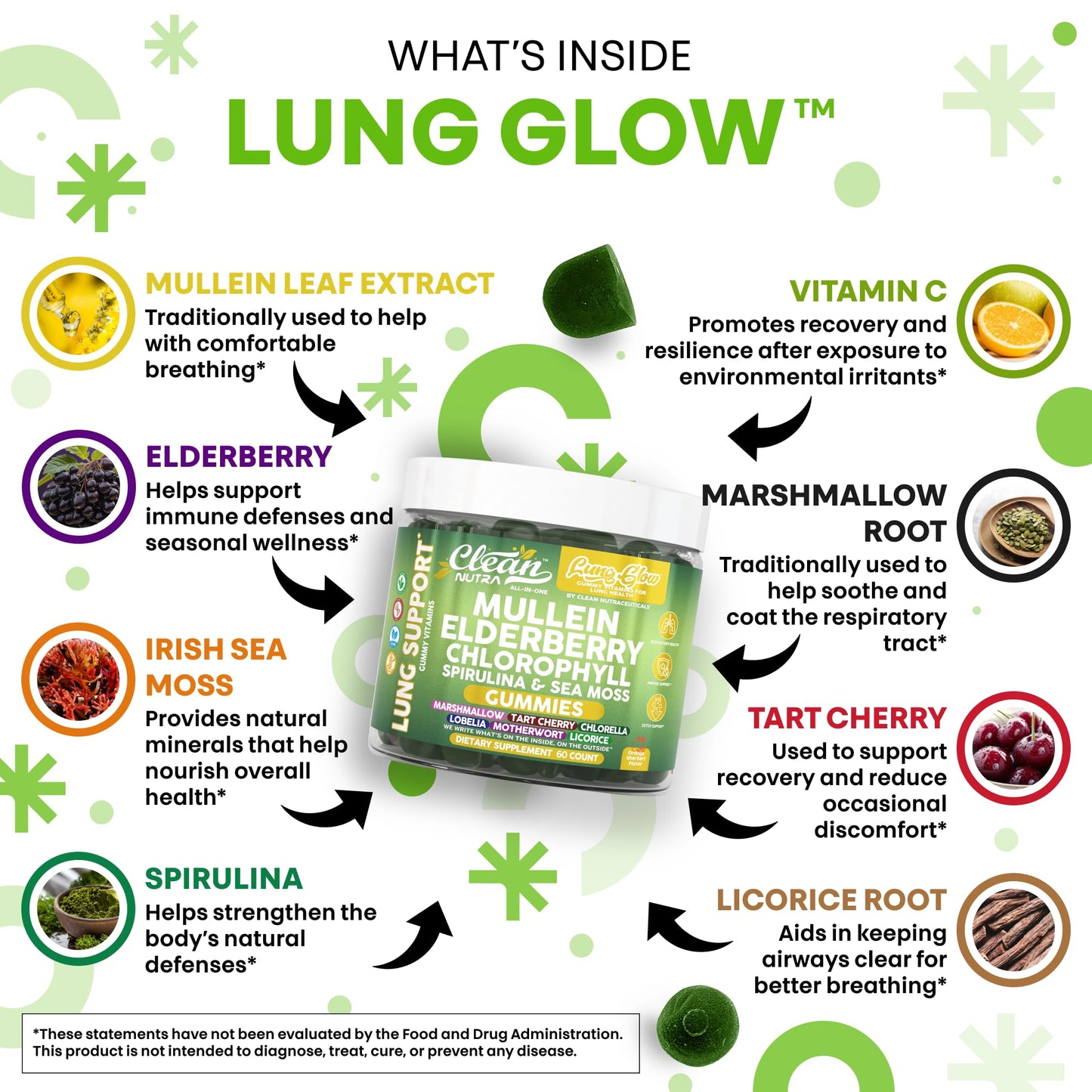 Clean Nutra Mullein Gummies for Lung Health – Elderberry, Sea Moss & Spirulina