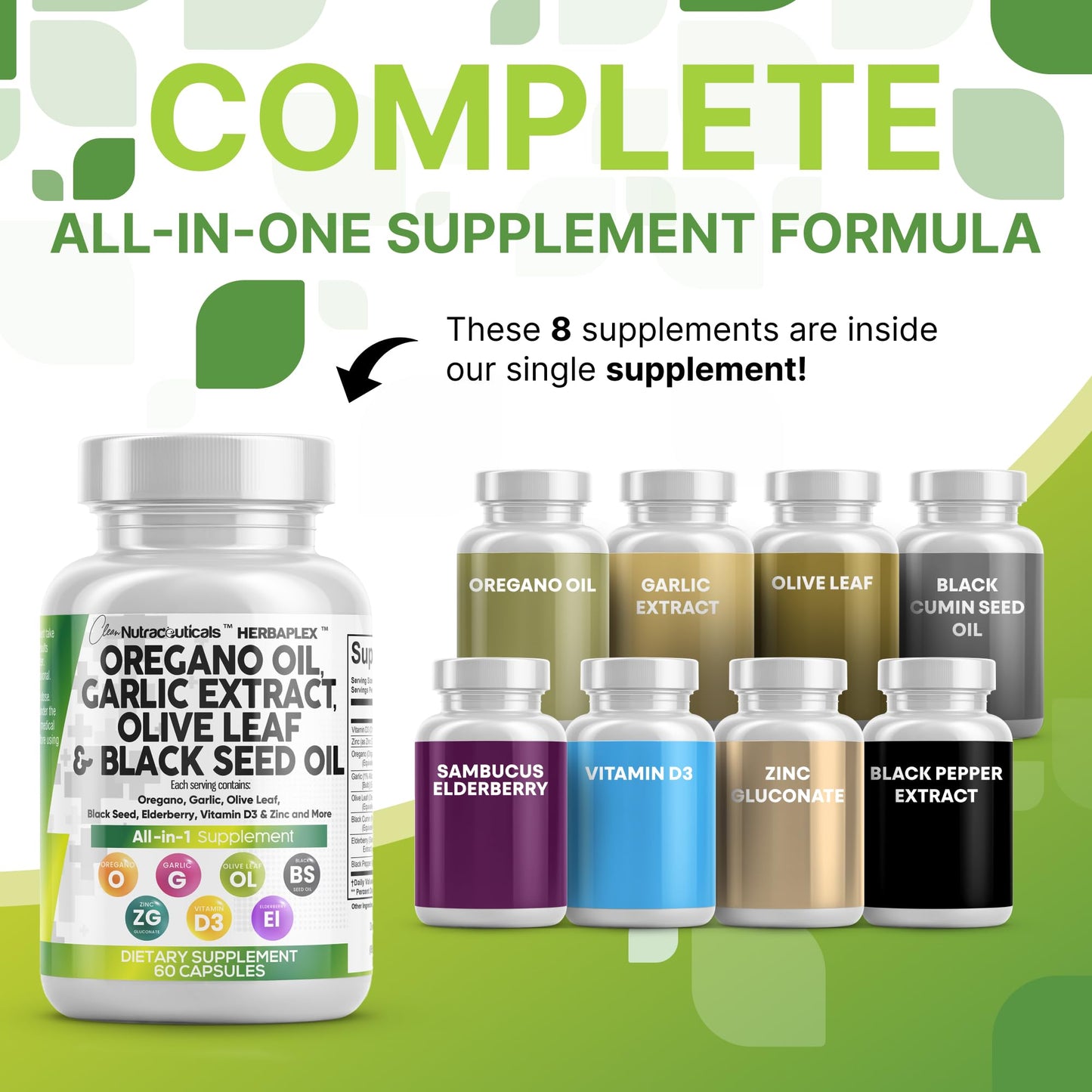 Oregano Oil Capsules with Black Seed, Garlic & Elderberry – Immune Support | Zinc & Vitamin D3