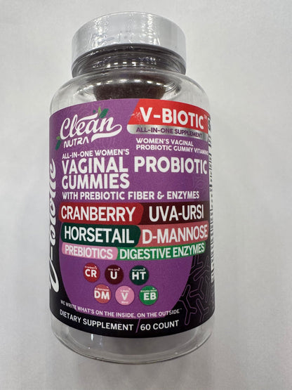 Clean Nutra Vbiotic Gummies – Cranberry, Horsetail, D-Mannose, UVA-Ursi, Probiotic & Enzyme Blend | 60 Count (2)