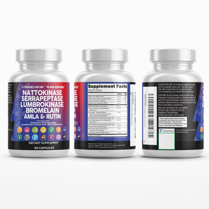 Clean Nutraceuticals Nattokinase 4000 FU & Serrapeptase 120000 SPU – Lumbrokinase Enzyme Supplement with Bromelain, Papain & Vitamins