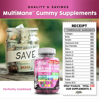 Clean Nutraceuticals Biotin Collagen Keratin Gummies | Hair, Skin & Nails Vitamins for Women