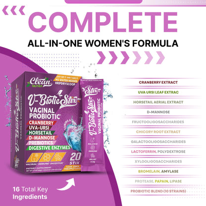 Vaginal Probiotics Stix with Cranberry & D-Mannose – Clean Nutraceuticals