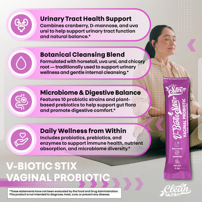 Vaginal Probiotics Stix with Cranberry & D-Mannose – Clean Nutraceuticals