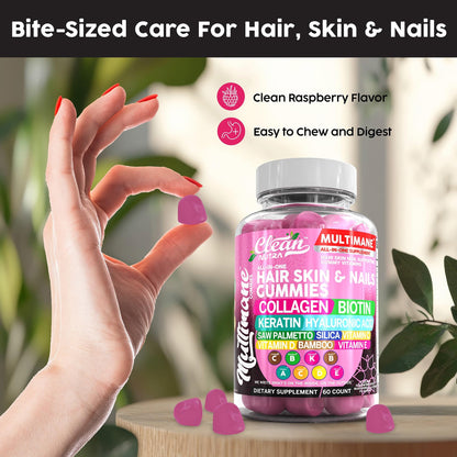 Clean Nutraceuticals Biotin Collagen Keratin Gummies | Hair, Skin & Nails Vitamins for Women