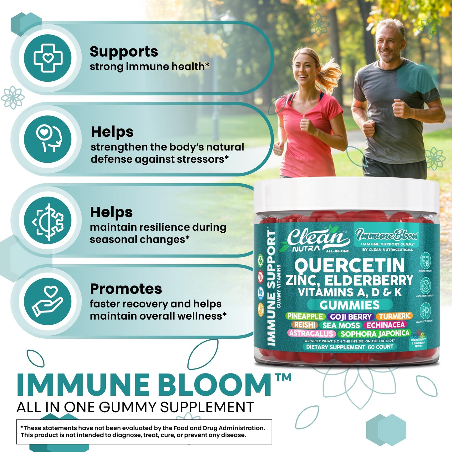 Clean Quercetin Elderberry Immune Gummies – Zinc, D3, K2, Sea Moss | Vegan Immunity Support