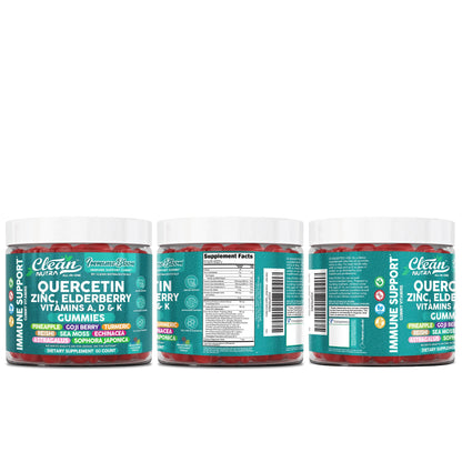 Clean Quercetin Elderberry Immune Gummies – Zinc, D3, K2, Sea Moss | Vegan Immunity Support