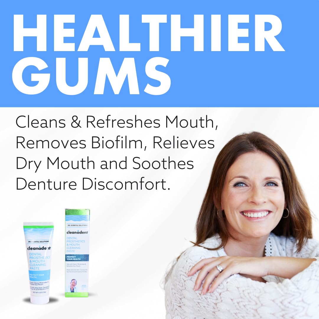 Dr. B Dental Solutions Cleanadent Denture Toothpaste – ADA Accepted, All-Natural, 4 oz