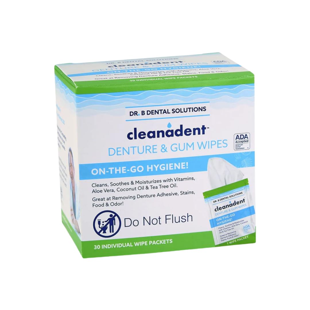 Dr. B Cleanadent Wipes – Denture Cleaning, Gum Refresh, 30 Count