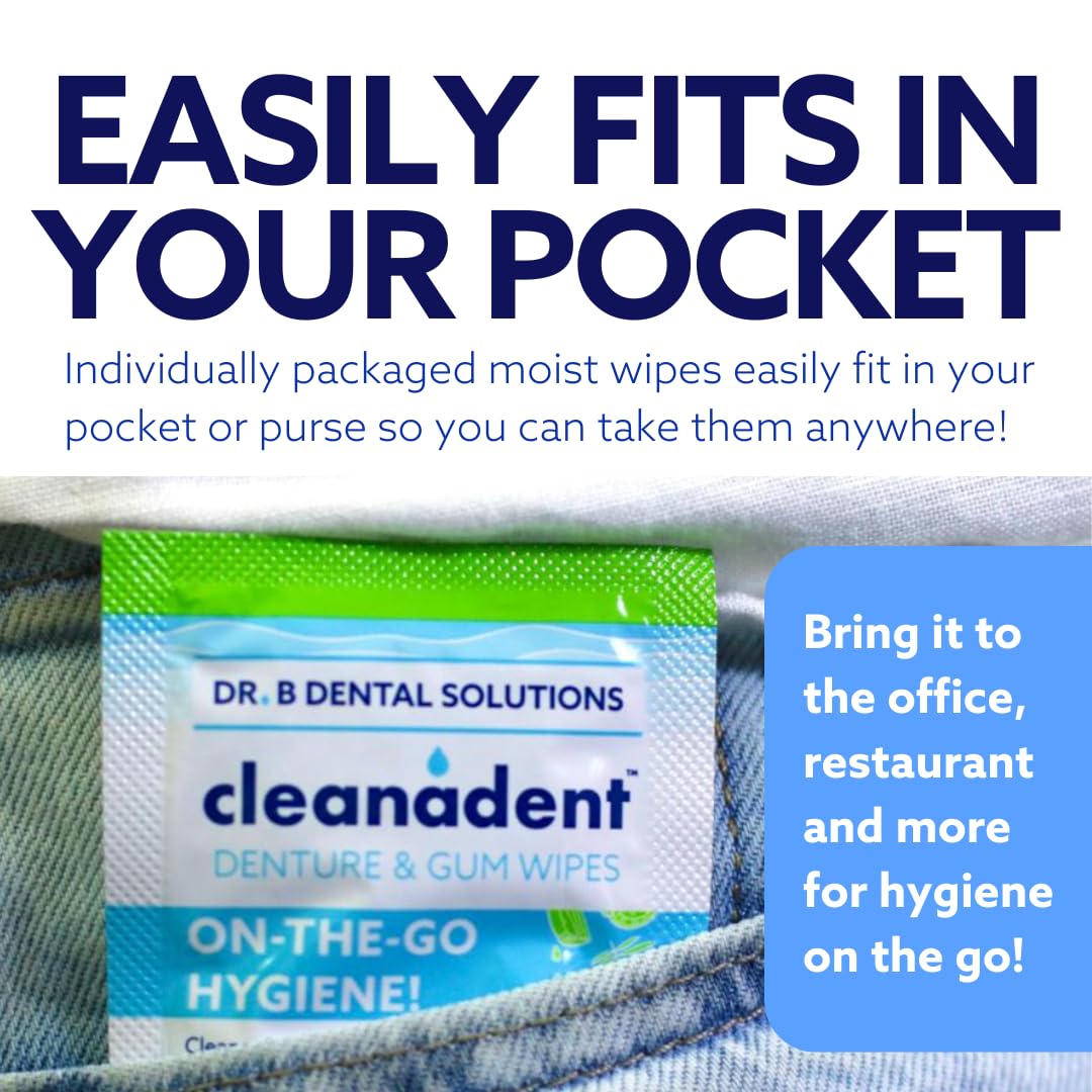 Dr. B Cleanadent Wipes – Denture Cleaning, Gum Refresh, 30 Count