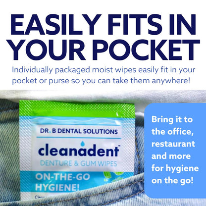 Dr. B Cleanadent Wipes – Denture Cleaning, Gum Refresh, 30 Count