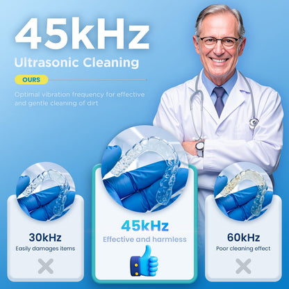 Dental Ultrasonic Retainer Cleaner Machine – 45kHz, 200ml, Digital Timer, UV Light