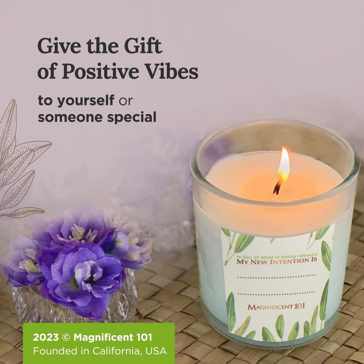 Magnificent 101 Set of 3 Sage Smudge Candles – 42-Hour Burn, 3.5 oz, Soy Wax