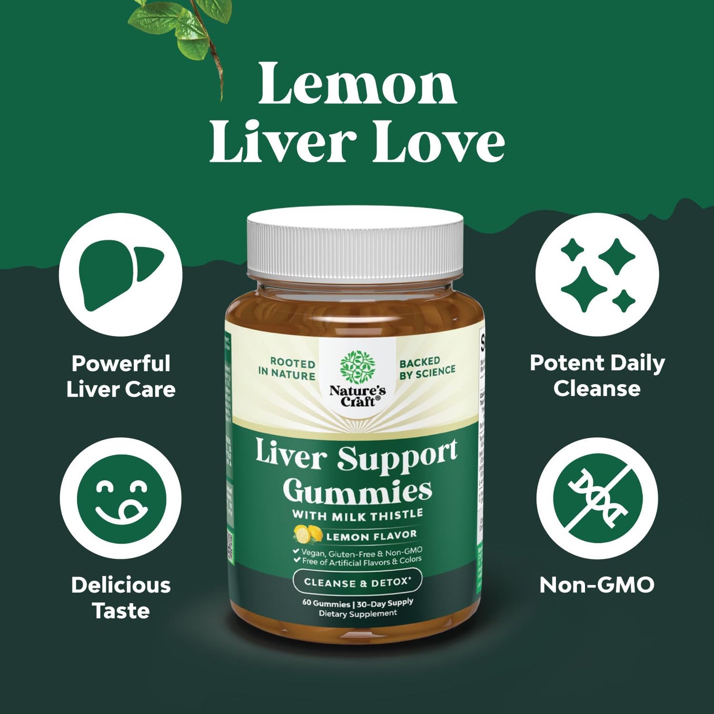 Cleansing Herbal Liver Detox Gummies – Milk Thistle, Artichoke & Turmeric – Vegan