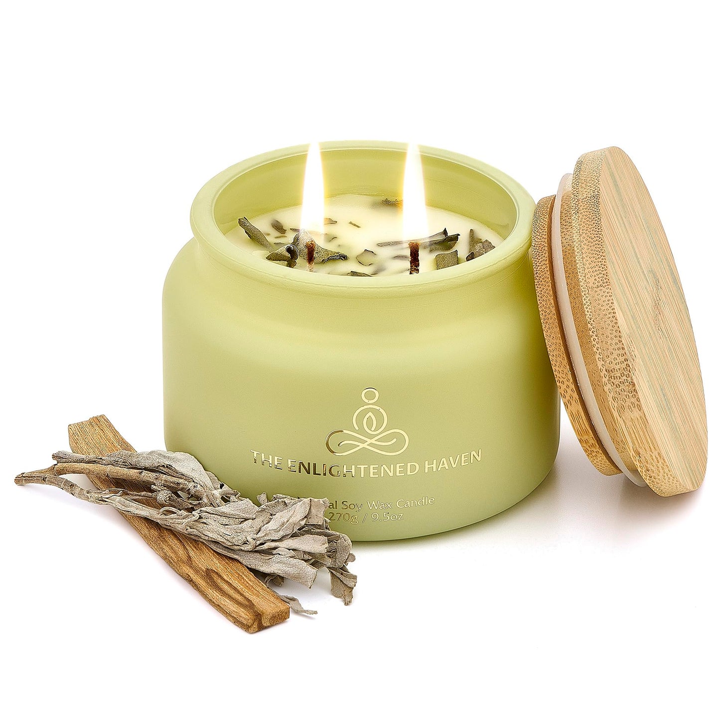 Cleansing and Protecting 2-Wick Scented Candle – Palo Santo & Sage | 9.5oz Soy