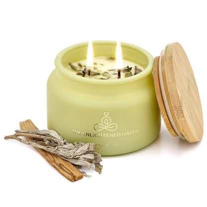 Cleansing and Protecting 2-Wick Scented Candle – Palo Santo & Sage | 9.5oz Soy