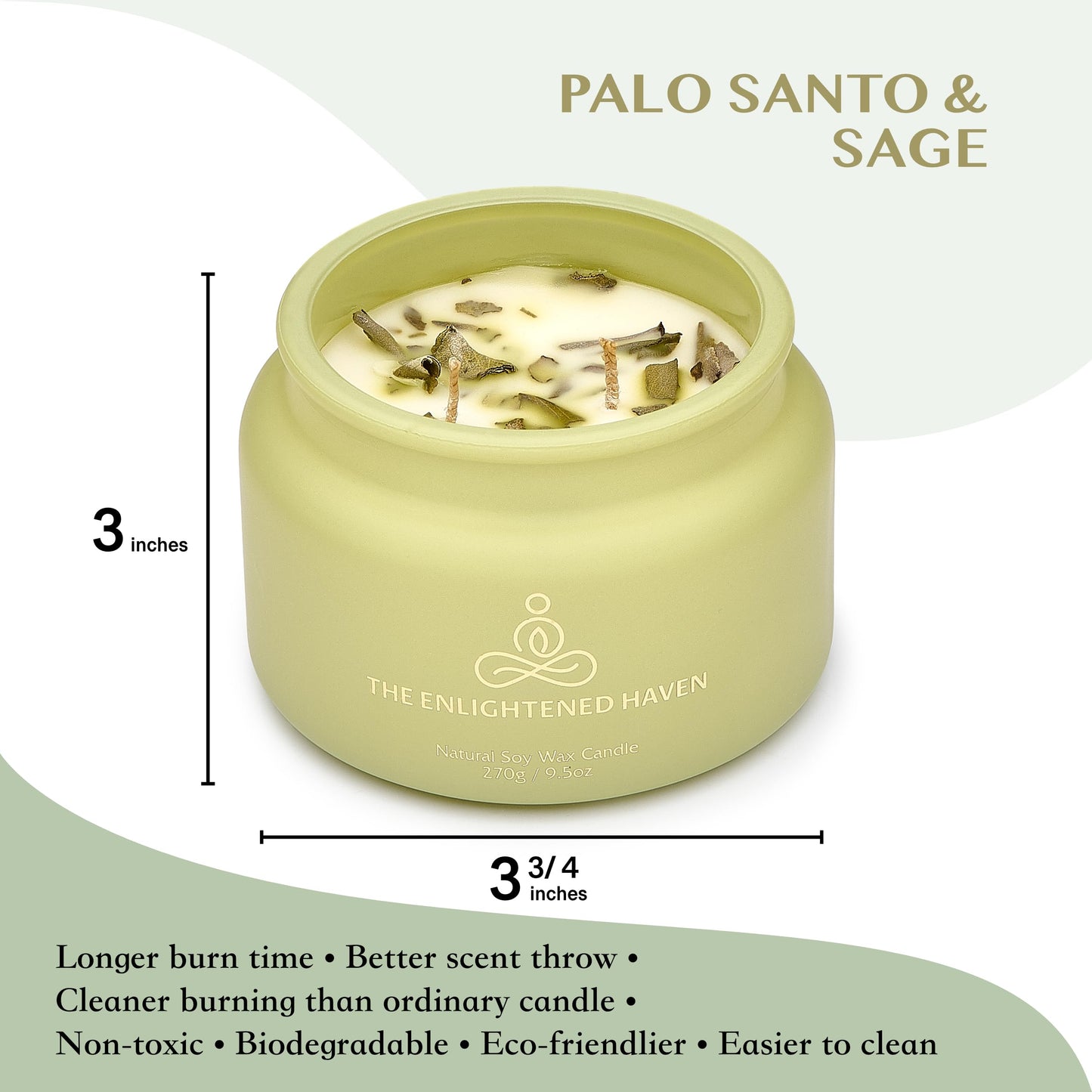Cleansing and Protecting 2-Wick Scented Candle – Palo Santo & Sage | 9.5oz Soy
