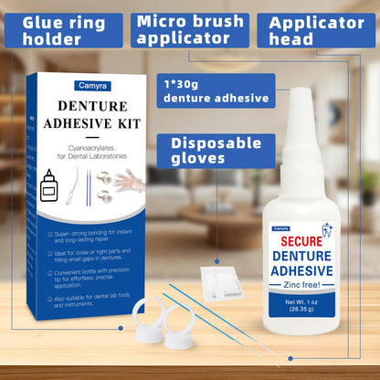 Dental Lab Instant Bonding Dental Glue (1 oz) – Denture Repair, Secure Loose or Broken Teeth, Clear, Non-Irritating Odor